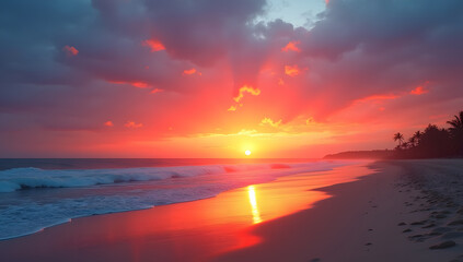 Naklejka premium Aerial View of Tropical Beach with Clear Water