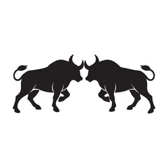 Naklejka premium Two Buffalo Fighting With Locked Horns