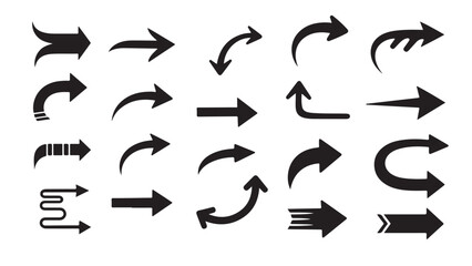 Black Arrow Collection: Vector Set of Different Directional Arrows, Design Elements