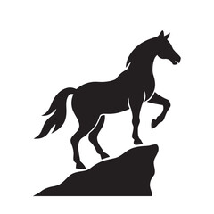 Horse Standing Tall On Cliffside Rock