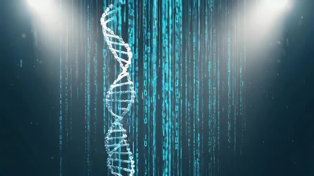 DNA Helix Morphing into Binary Code and Transforming Back