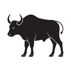 Buffalo With Large Curved Horns Design