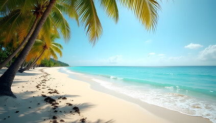 Aerial View of Tropical Beach with Clear Water