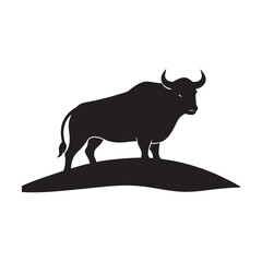 Buffalo Standing Guard Atop Hilltop View