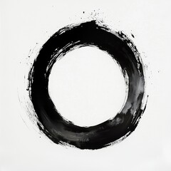 A minimalist artwork featuring a black ink Enso circle.