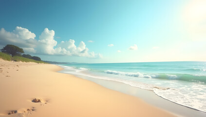 Aerial View of Tropical Beach with Clear Water
