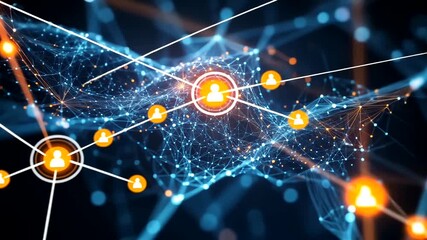 Abstract network connections with person icon, data transfer and social connectivity - Powered by Adobe