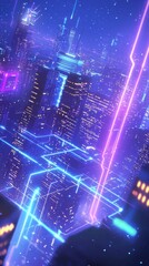 Nighttime skyline showcasing advancements in global connectivity.