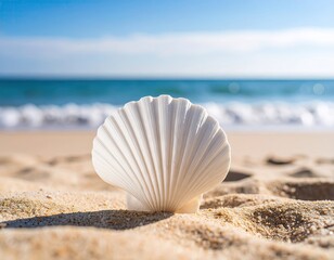 Obraz premium Seashell on sandy beach (5)