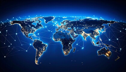 Global network map, night view