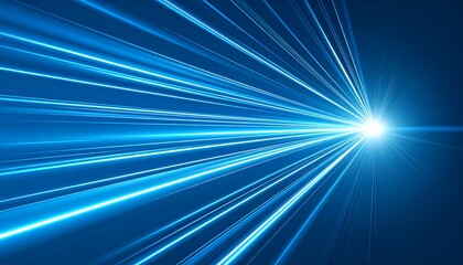 Bright blue light ray burst on dark backdrop.
