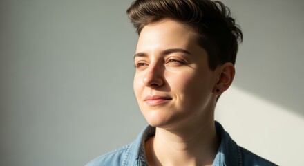 Expressive Non-Binary Person with Unique Hairstyle