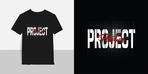  Typographic t-shirt design with a black and White red combination