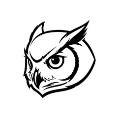 Owl head perfect for logo design, isolated on transparent or white background, vector illustration.