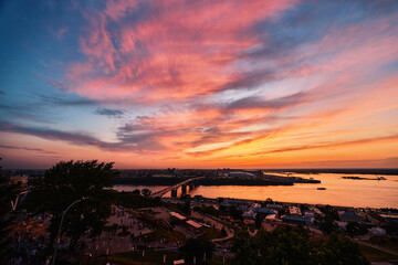 Sunset Over Nizhny Novgorod at Oka-Volga Confluence