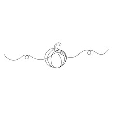 Obraz premium Halloween pumpkin single line art, continuous one line drawing of Isolated outline vector icon