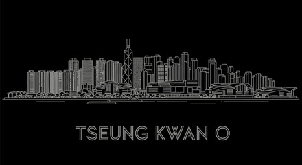 Hong Kong Skyline Minimalist Cityscape Vector Art.