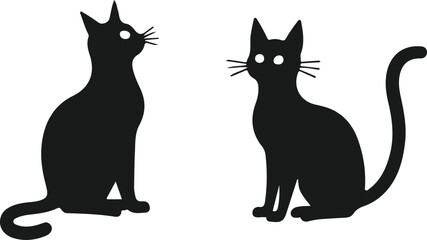 Black Halloween Cat Illustration on white background