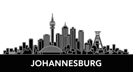 Fototapeta premium Johannesburg Skyline Cityscape Graphic Design.