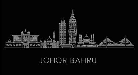 Obraz premium Johor Bahru Skyline Modern Historic Architecture.