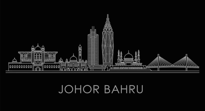 Johor Bahru Skyline Modern  Historic Architecture.