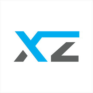 Geometric xz monogram logo in bold blue and gray style