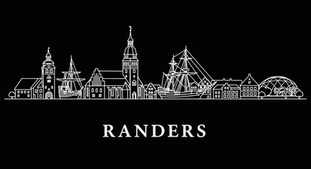 Fototapeta premium Randers Skyline Danish Cityscape with Minimalist Design.