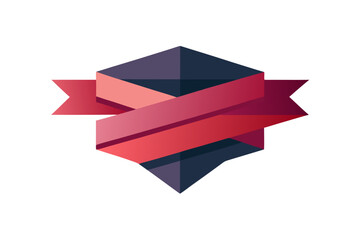 folded ribbon design with light dark gradient  
