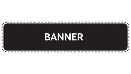 Black banner with dotted outline. Vector design element for graphic projects, website banners and decorations.