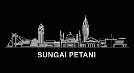 Obraz premium Sungai Petani with Malaysia skyline, modern architecture, travel, and city silhouette.