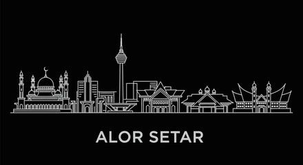 Fototapeta premium Alor Setar Skyline Malaysian Cityscape Minimalist Design.