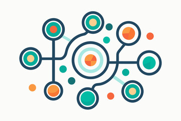 Obraz premium circular nodes connected wavy lines pattern