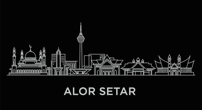 Alor Setar Skyline Malaysian Cityscape Minimalist Design.