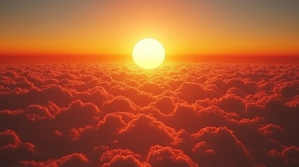 Fiery sunset over a vast cloud sea