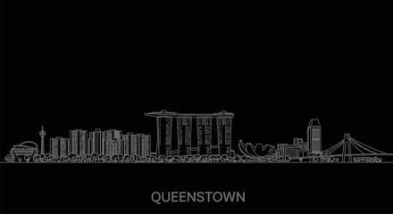 Fototapeta premium Queenstown Skyline Silhouette Singapores Minimalist Charm.