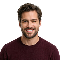 Fototapeta premium Happy Mature Man with Bright Smile, Posing for a Friendly Headshot on Isolated transparent background