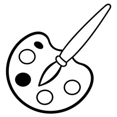 Paintbrush and palette line art vector illustration 