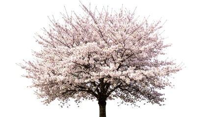 Obraz premium Blossoming cherry tree against white (1)