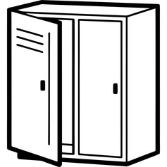 Open locker line art vector illustration 