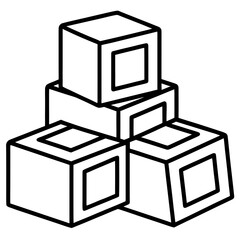 Alphabet blocks line art vector illustration