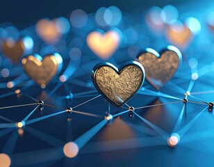 Abstract hearts connected by a network