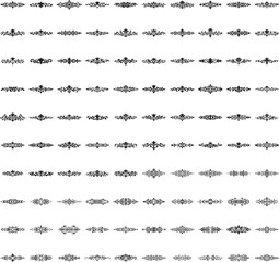 Obraz premium Decorative black horizontal ornament vector set with transparent background for stylish and classic design accents