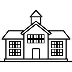 School building line art vector illustration 