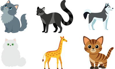 Cute Animal Collection on transparent background