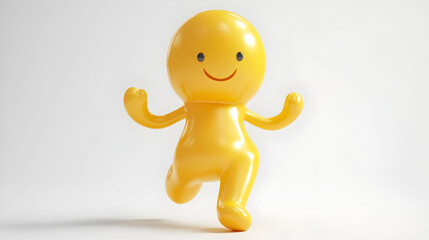 Joyful 3D Yellow Emoji Running Illustration