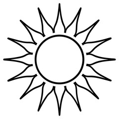 Sun with rays line art vector illustration 