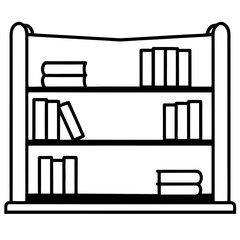 Bookshelf line art vector illustration 