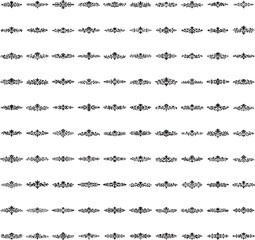 Fototapeta premium Horizontal black ornament vector elements on transparent background for vintage borders and elegant design themes