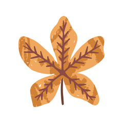 Autumn leaf illustration with warm orange and brown tones. Hand drawn chestnut leaf isolated. Perfect for seasonal, fall, or nature-themed design projects