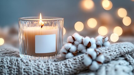 Warm candle, cotton, and cozy sweater